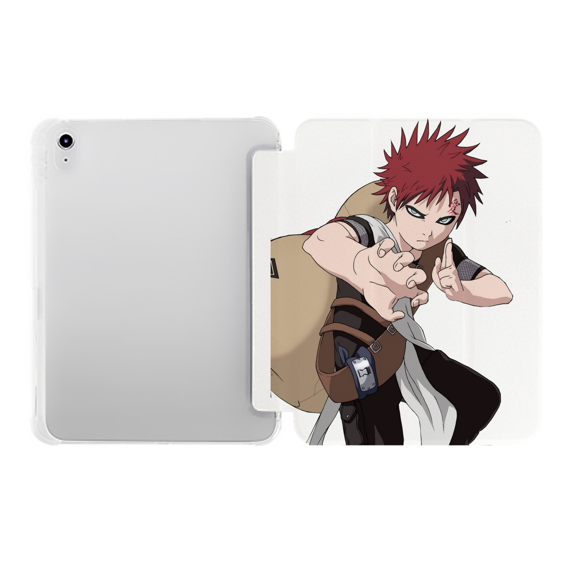 （画像用） NARUTO -ナルト- ガアラ Gaara IPad ケース ペン収納付き 三つ折りスタンド PUレザー×シリコン 対応機種9.5/10.5/10.9インチ